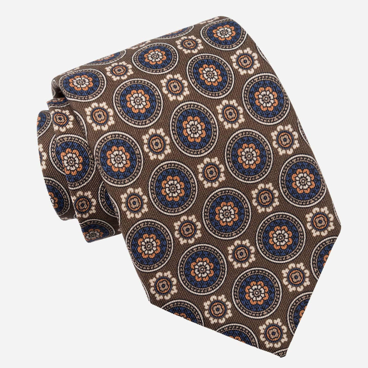 Brown Handmade Italian Silk and Wool Tie