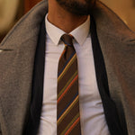 Handmade woven Italian silk striped necktie