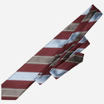 Italian Burgundy Grey and Blue Striped Tie