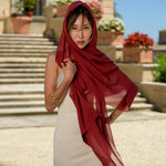 Burgundy Large Silk Georgette Wrap Shawl