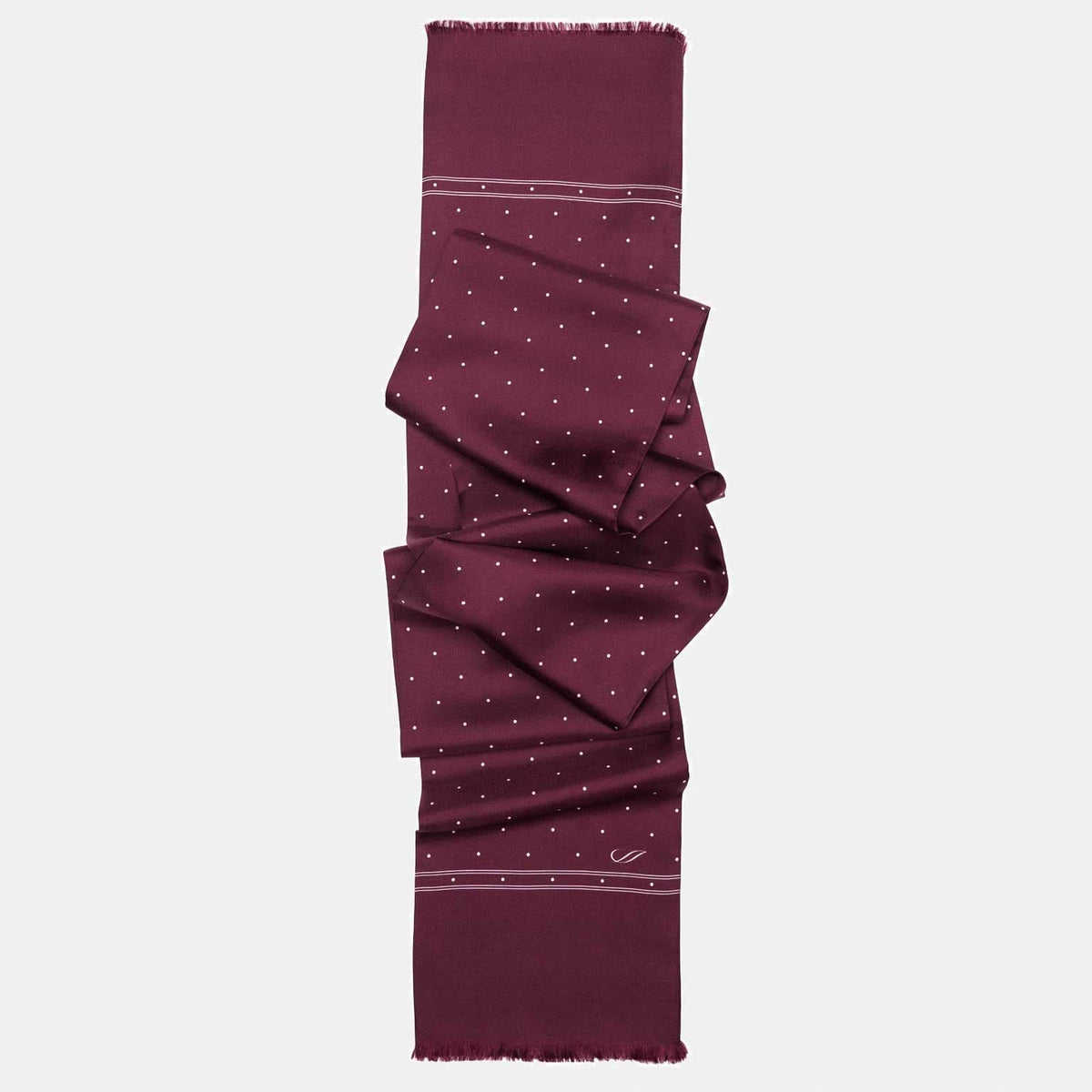 Mens Burgundy Polka Dot Silk Scarf - Italian