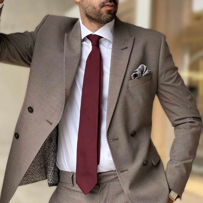solid burgundy Italian grenadine tie for men