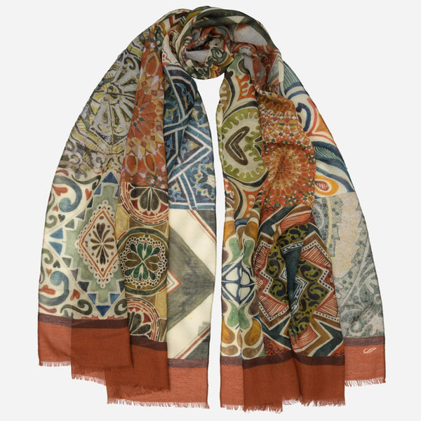 Terracotta Italian Designer Wool Scarf