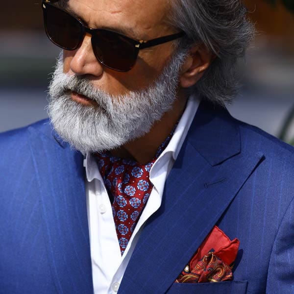 Red silk ascot from Italy