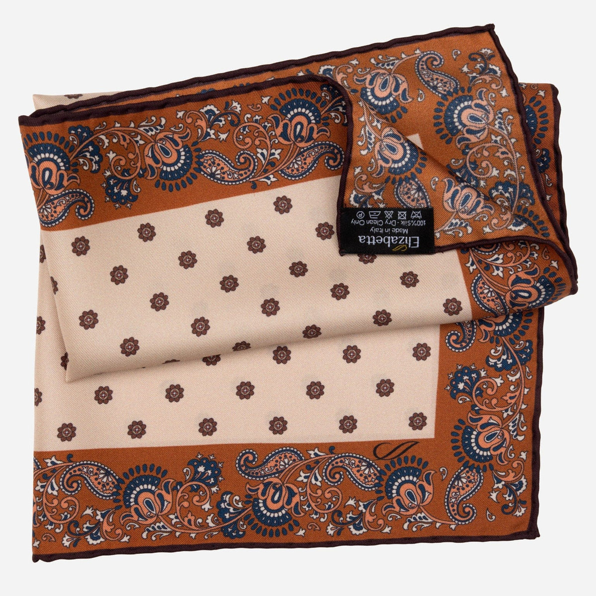 Beige and Bronze Silk Pocket Square