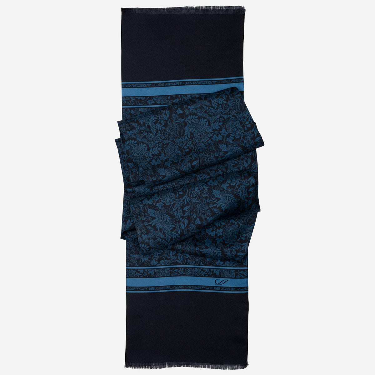 Italian Designer Dark Blue Silk Scarf