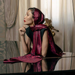 Luxury Italian silk dark red evening scarf shawl