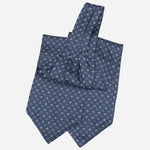 Blue Italian Designer Silk Ascot Tie