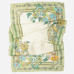 Italian Green Floral Long Silk Scarf