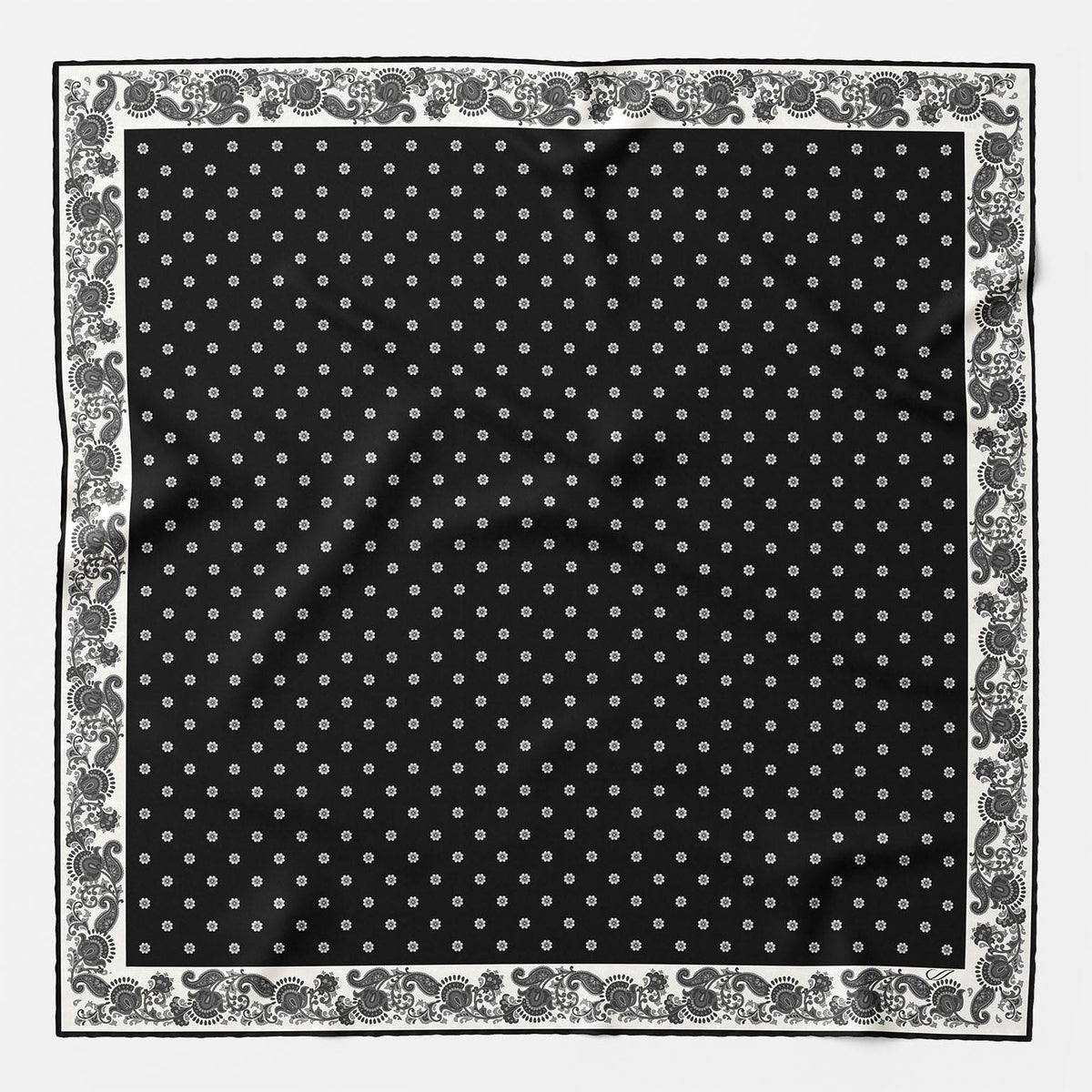Black designer Italian silk neckerchief