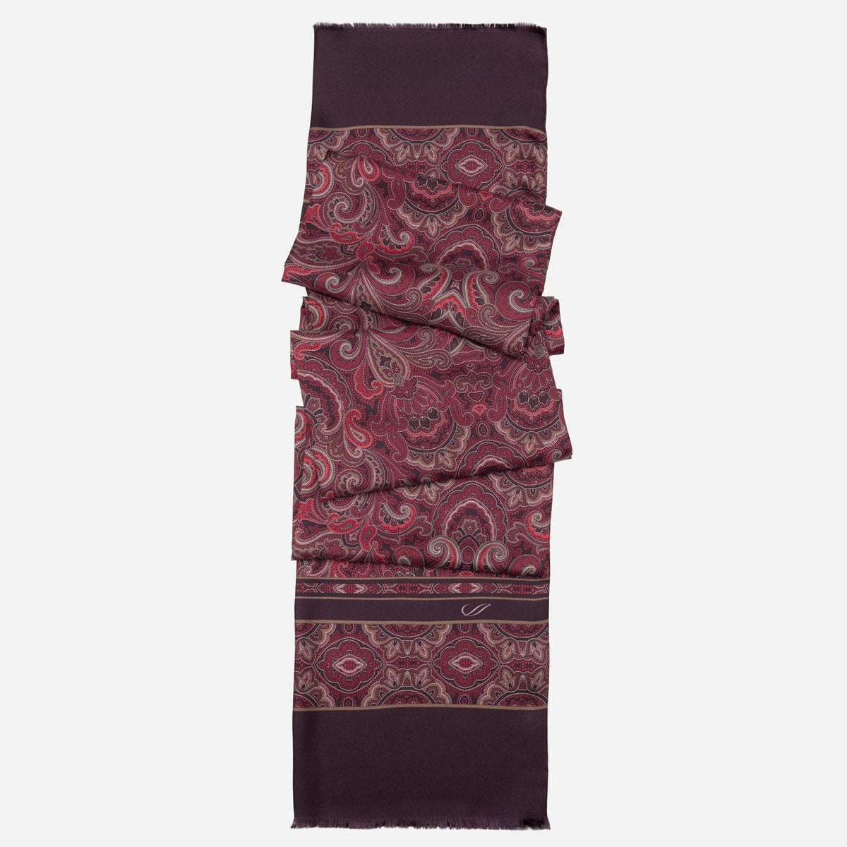 Men's Italian Bordeaux Paisley Silk Scarf