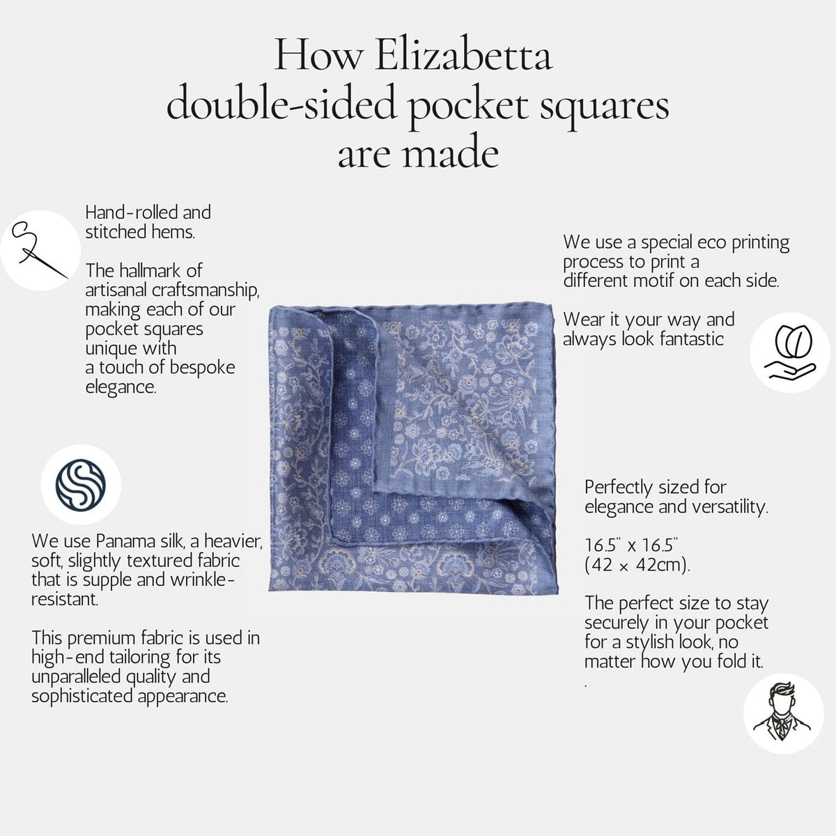 How Elizabetta doube-sided pocket square is made