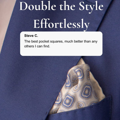Double-sided print hand rolled silk pocket square made in Italy