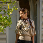 Brown Italian Designer Silk Scarf