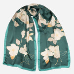 Italian Silk Satin Evening Shawl - Green