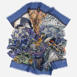 Blue Italian Designer Wool Scarf