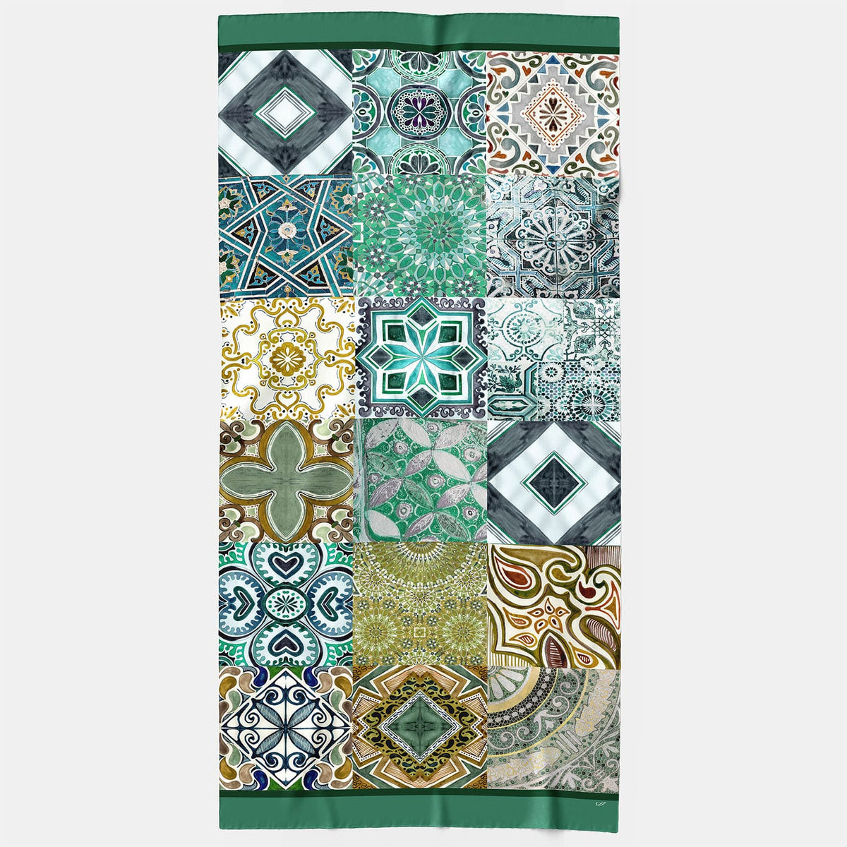 Green Italian Designer Wool Scarf