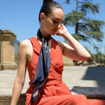 Italian Designer Navy Skinny Silk Scarf