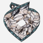 Women's Silk Bandana Floral Teal & Tan