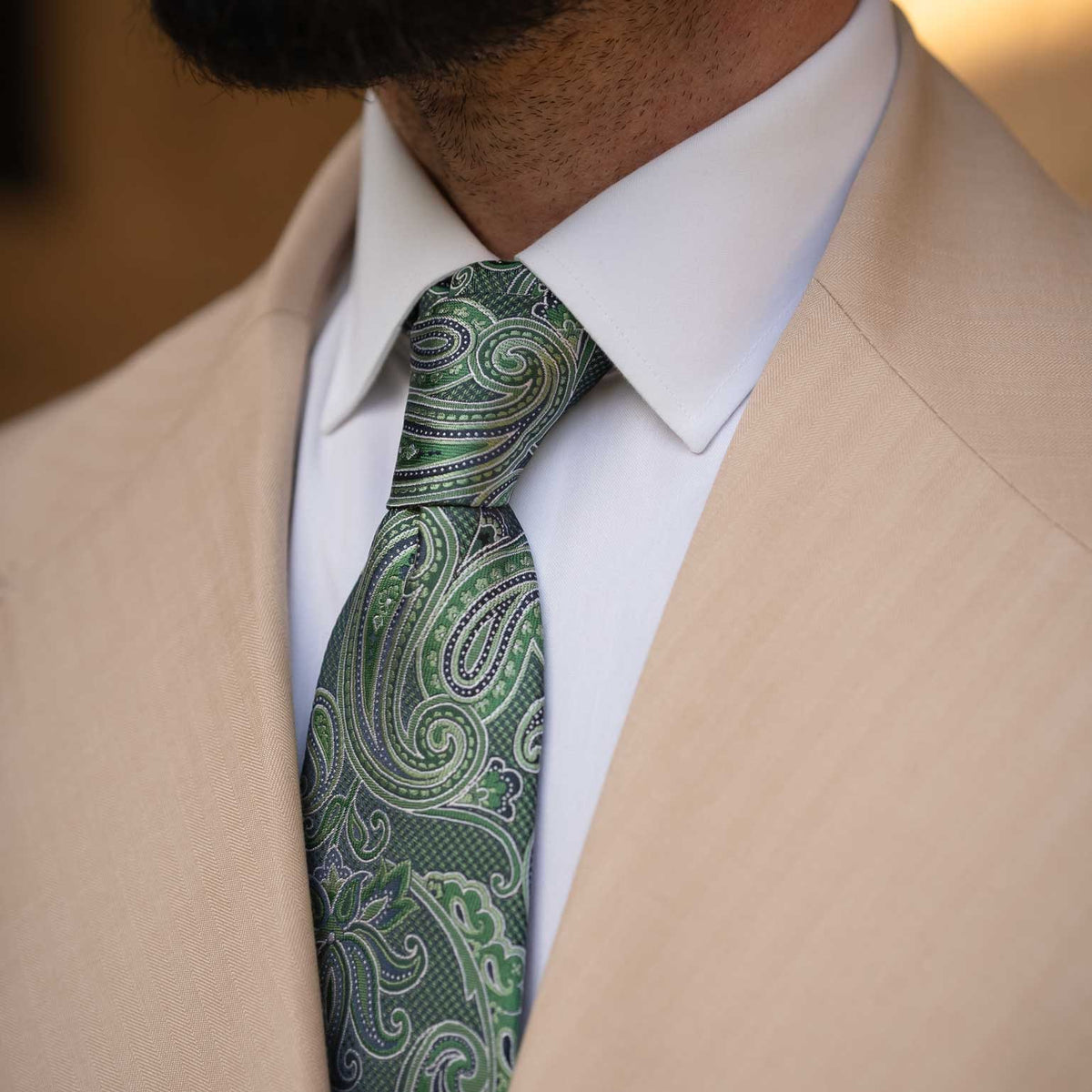 Luxury handmade Emerald green paisley Italian silk tie