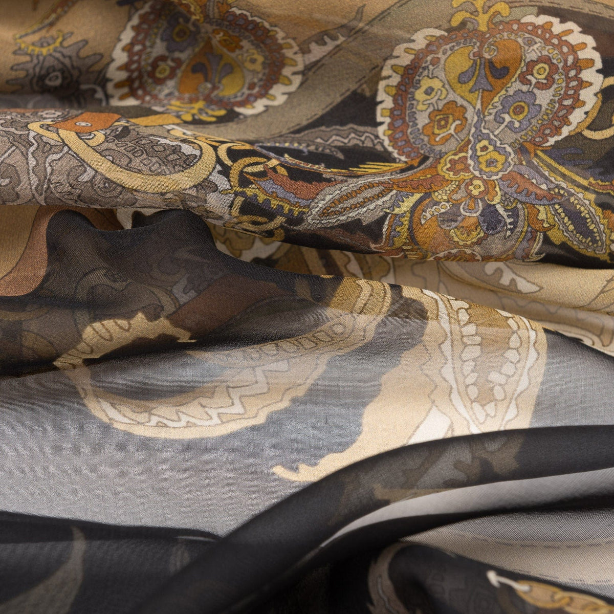 Women's Equestrian Italian Black Long Silk Scarf