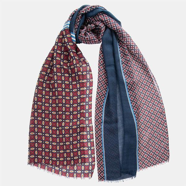 Zagato - Wool Scarf - Burgundy & Blue