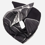 Lotus Design Black Silk Bandana