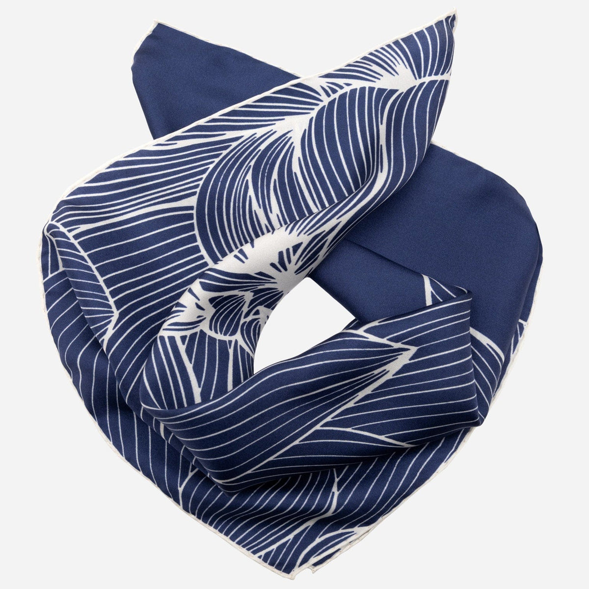 Lotus Design Blue Silk Bandana