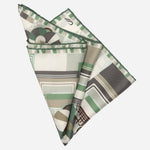 Italian Green Floral Silk Pocket Square