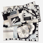 Grey Floral Luxury Silk Pocket Square