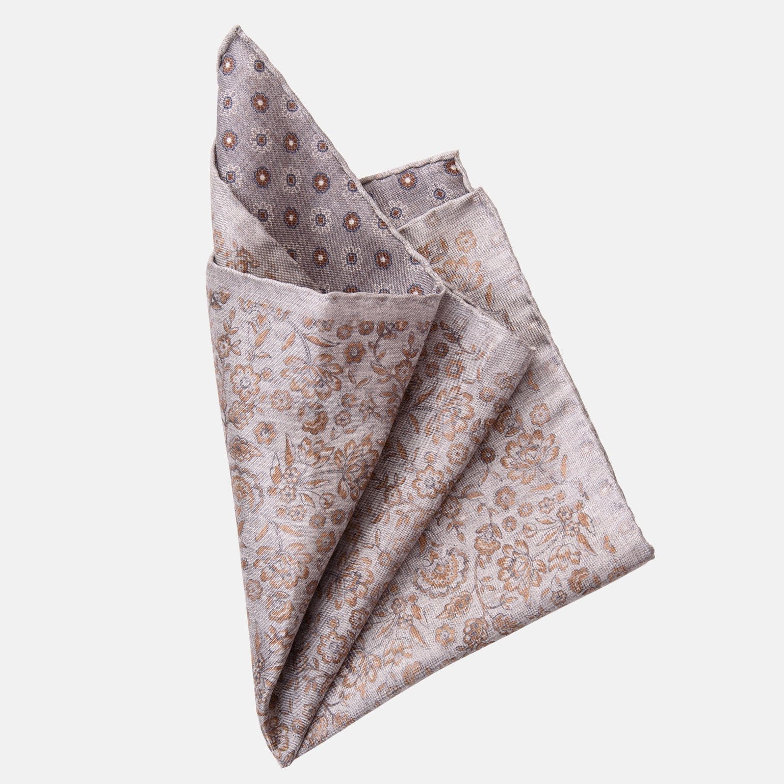 Grey & Bronze Double Sided Silk Pocket Square