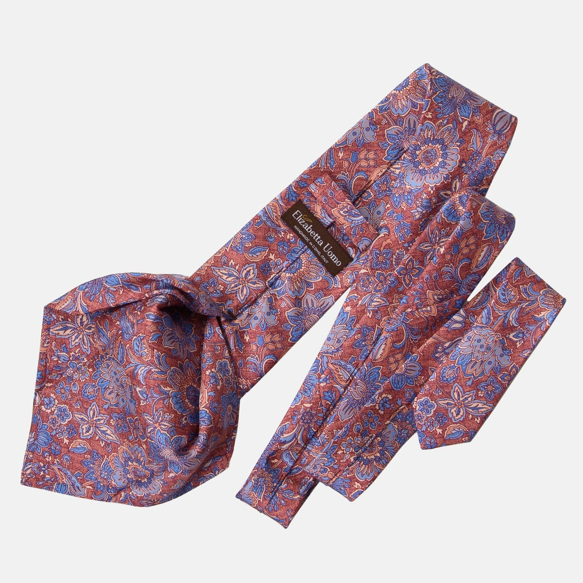 Red and Blue Floral Italian Silk Tie