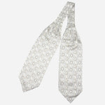 Silver Grey Floral Italian Silk Ascot Tie
