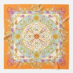 Designer Italian Silk Square Scarf - Orange