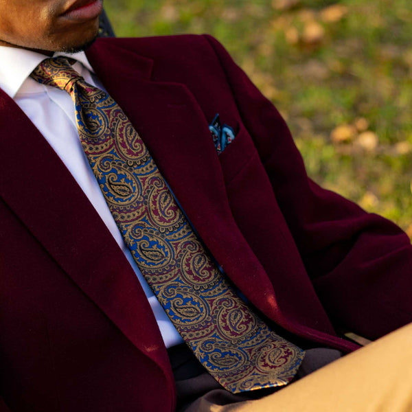 Men's Ruby and Sapphire Silk Tie