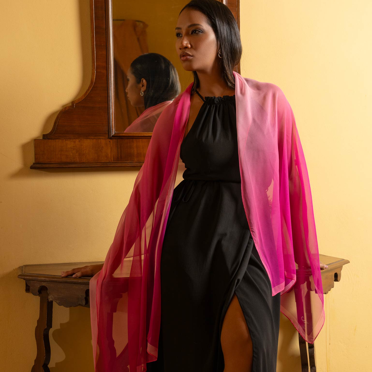 Silk Georgette evening wrap made in Italy