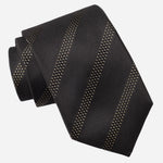 Formal Black and Gold Striped Italian Tie