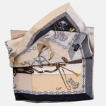 Italian Silk Satin Equestrian Scarf - Gold Tan