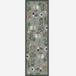 Women's Italian Long Silk Scarf Green Floral