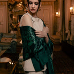 Luxury green Italian silk shawl wrap