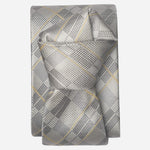 Grey Plaid Italian Silk Tie for Men