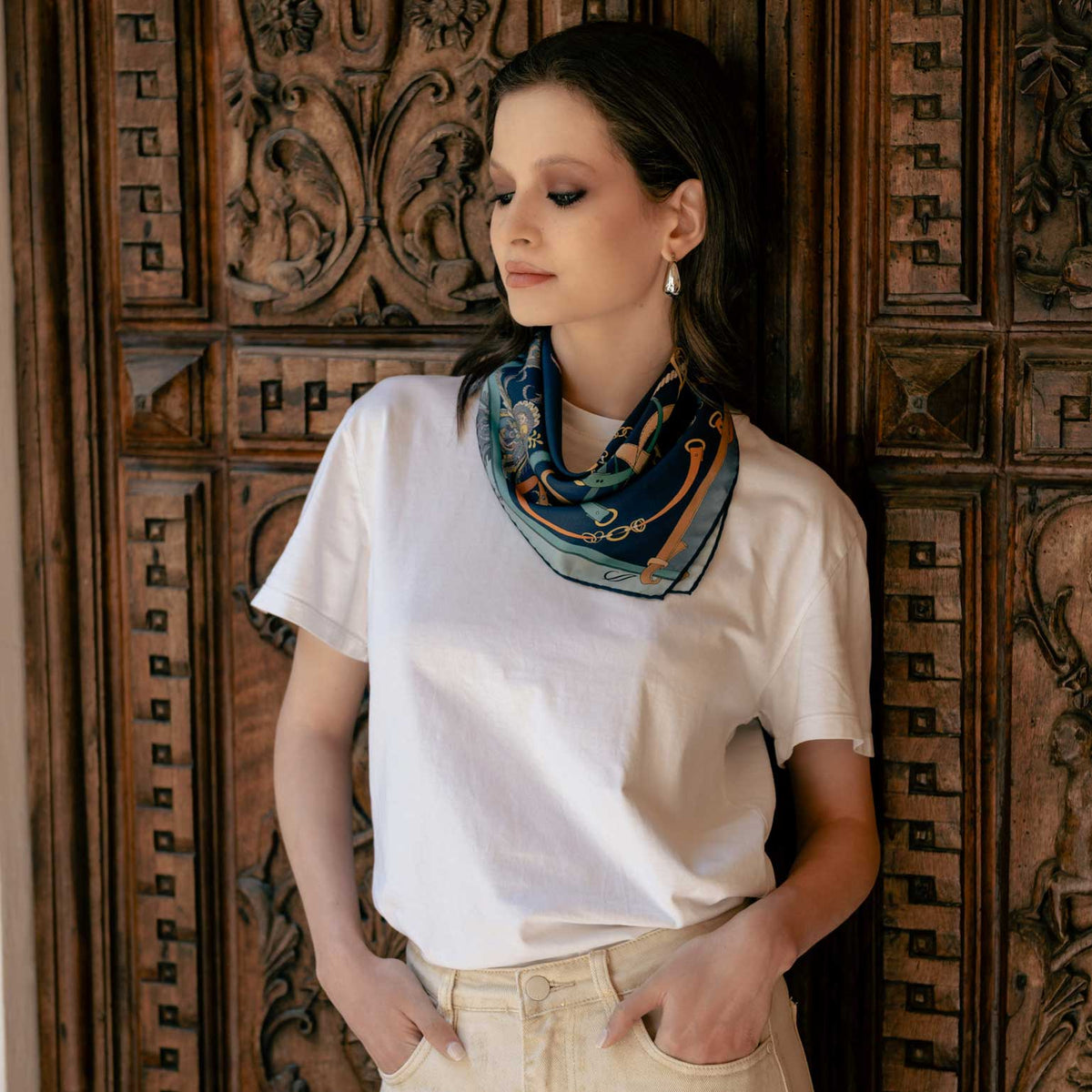 Hand rolled luxury silk bandana scarf