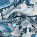 Luxury Blue Floral Silk Pocket Square