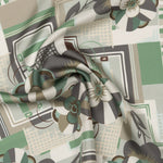 Italian Green Floral Silk Pocket Square