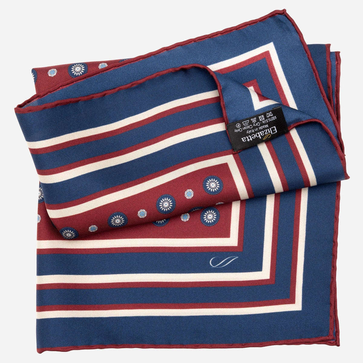Burgundy & Navy Silk Italian Pocket Square