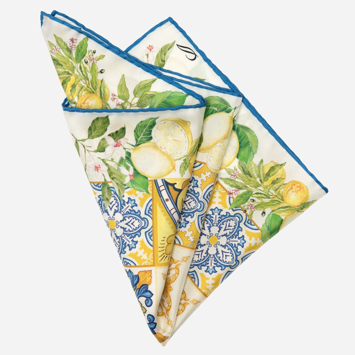 Italian Yellow and Blue Silk Pocket Square
