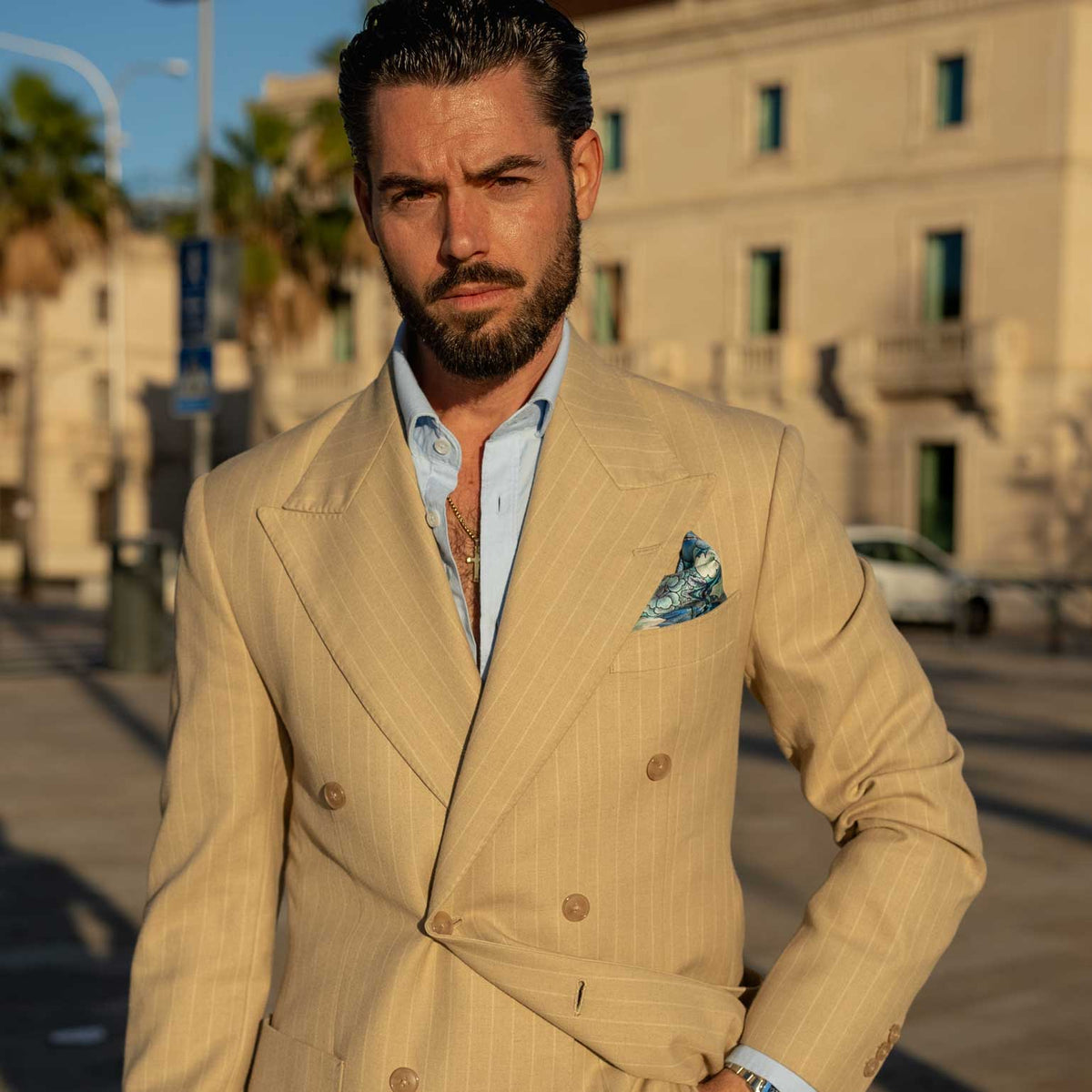 William Morris design silk pocket square