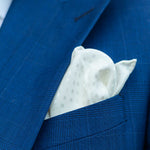 Luxury hand rolled white Italian silk pocket square