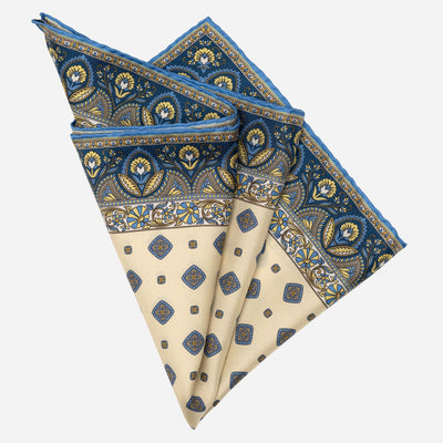 Italian Designer Silk Pocket Square Yellow