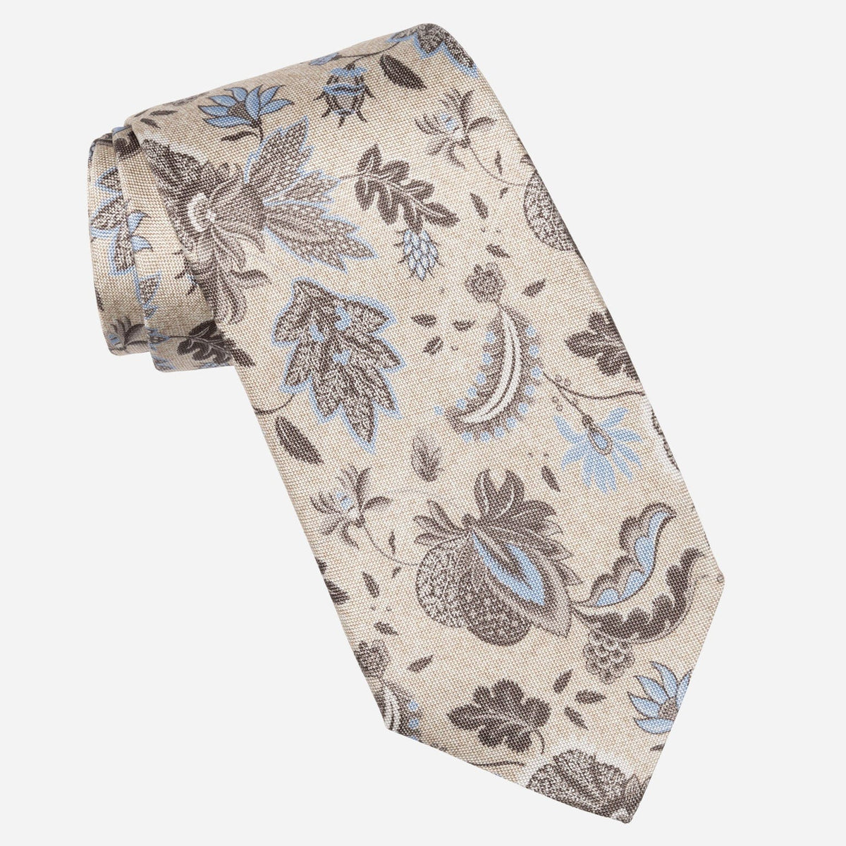 Best Handmade Beige Floral Italian Silk Tie